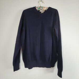 Paolo Mondo Mens Medium Navy 100% 2-Ply Cashmere V-Neck Sweater Pullover Casual